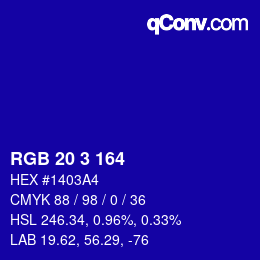 Color code: RGB 20 3 164 | qconv.com