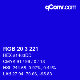 Color code: RGB 20 3 221 | qconv.com