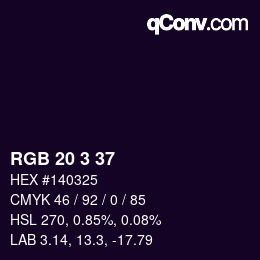 Color code: RGB 20 3 37 | qconv.com