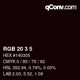 Color code: RGB 20 3 5 | qconv.com