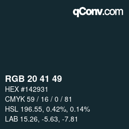 Color code: RGB 20 41 49 | qconv.com