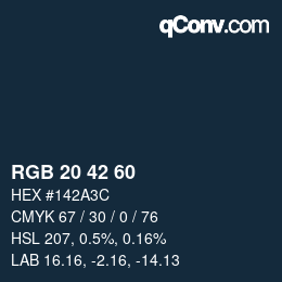 Color code: RGB 20 42 60 | qconv.com
