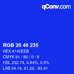 Color code: RGB 20 46 235 | qconv.com