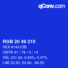 Color code: RGB 20 49 219 | qconv.com