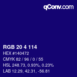 Color code: RGB 20 4 114 | qconv.com