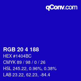 Color code: RGB 20 4 188 | qconv.com