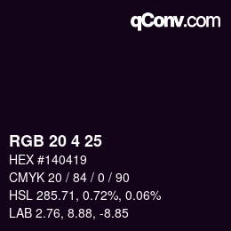 カラーコード: RGB 20 4 25 | qconv.com