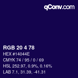 Color code: RGB 20 4 78 | qconv.com