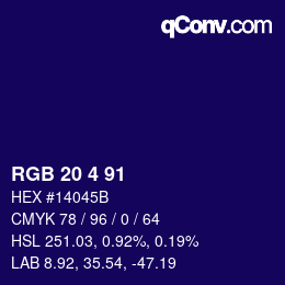 Color code: RGB 20 4 91 | qconv.com