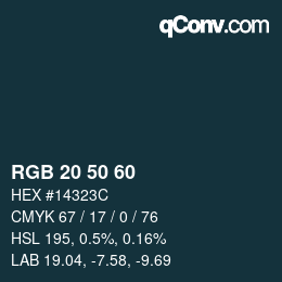 颜色代码: RGB 20 50 60 | qconv.com