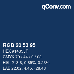 カラーコード: RGB 20 53 95 | qconv.com