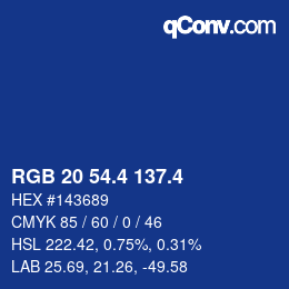 カラーコード: RGB 20 54.4 137.4 | qconv.com
