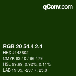 カラーコード: RGB 20 54.4 2.4 | qconv.com