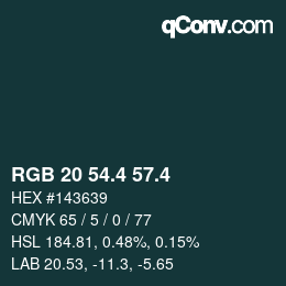 カラーコード: RGB 20 54.4 57.4 | qconv.com