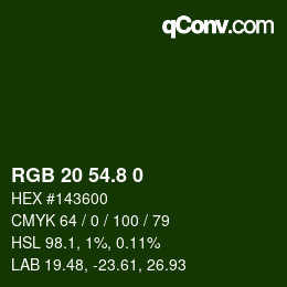 カラーコード: RGB 20 54.8 0 | qconv.com