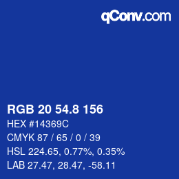 カラーコード: RGB 20 54.8 156 | qconv.com