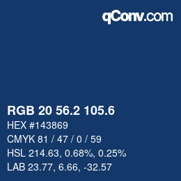 カラーコード: RGB 20 56.2 105.6 | qconv.com