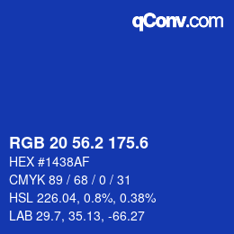 カラーコード: RGB 20 56.2 175.6 | qconv.com
