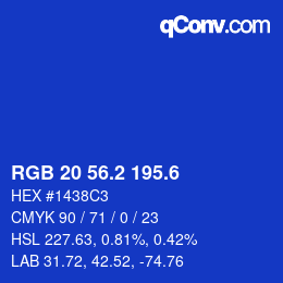 カラーコード: RGB 20 56.2 195.6 | qconv.com