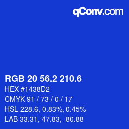 カラーコード: RGB 20 56.2 210.6 | qconv.com