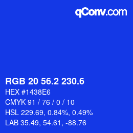 カラーコード: RGB 20 56.2 230.6 | qconv.com