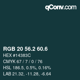 カラーコード: RGB 20 56.2 60.6 | qconv.com