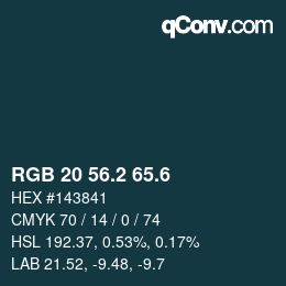 カラーコード: RGB 20 56.2 65.6 | qconv.com