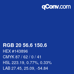 カラーコード: RGB 20 56.6 150.6 | qconv.com