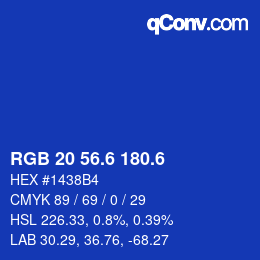カラーコード: RGB 20 56.6 180.6 | qconv.com