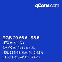 カラーコード: RGB 20 56.6 195.6 | qconv.com