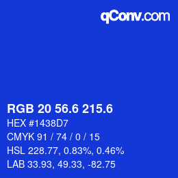 カラーコード: RGB 20 56.6 215.6 | qconv.com
