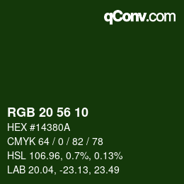 Farbcode: RGB 20 56 10 | qconv.com