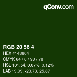 Color code: RGB 20 56 4 | qconv.com