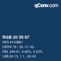 Color code: RGB 20 59 97 | qconv.com