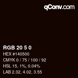 Color code: RGB 20 5 0 | qconv.com