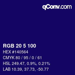 Color code: RGB 20 5 100 | qconv.com
