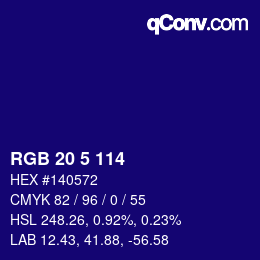 カラーコード: RGB 20 5 114 | qconv.com