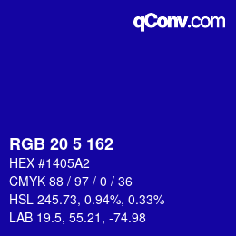 カラーコード: RGB 20 5 162 | qconv.com