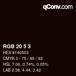 Color code: RGB 20 5 3 | qconv.com