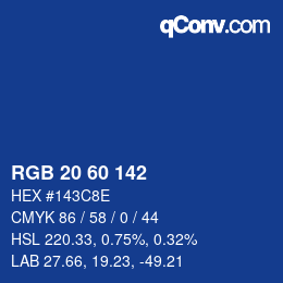カラーコード: RGB 20 60 142 | qconv.com