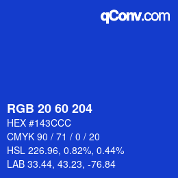 Color code: RGB 20 60 204 | qconv.com