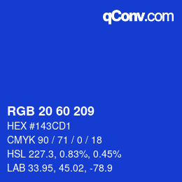 カラーコード: RGB 20 60 209 | qconv.com