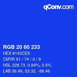 カラーコード: RGB 20 60 233 | qconv.com