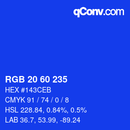 Color code: RGB 20 60 235 | qconv.com
