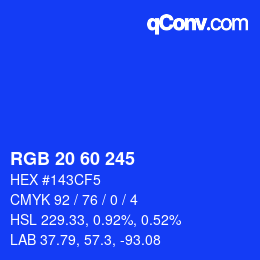 颜色代码: RGB 20 60 245 | qconv.com