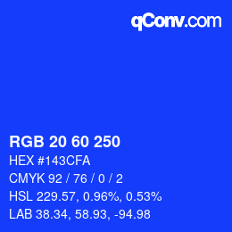 カラーコード: RGB 20 60 250 | qconv.com