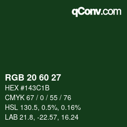 カラーコード: RGB 20 60 27 | qconv.com
