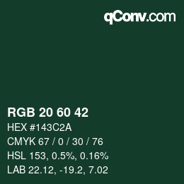 カラーコード: RGB 20 60 42 | qconv.com