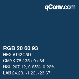 カラーコード: RGB 20 60 93 | qconv.com