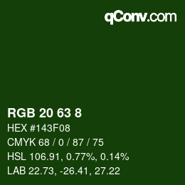 Color code: RGB 20 63 8 | qconv.com